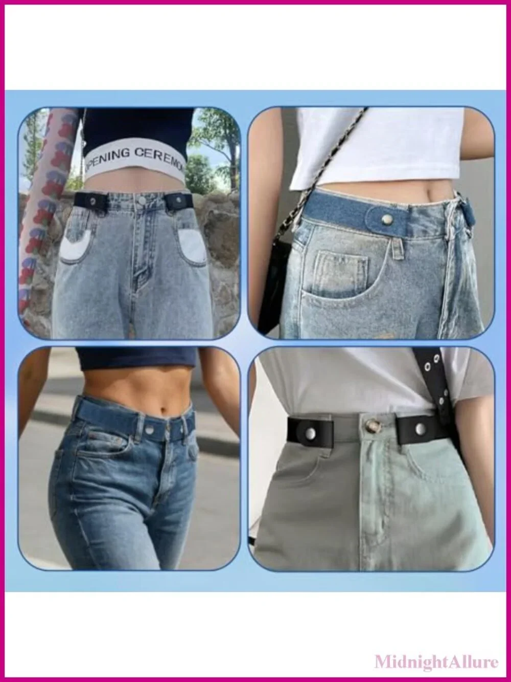 Invisible No Buckle Elastic Stretch Belt Set for Pants Jeans
